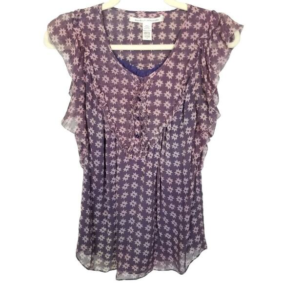 DVF Diane Von Furstenberg Celestial Star Silk Blouse Whimsigoth Cottage Fairy 4 - Picture 1 of 6